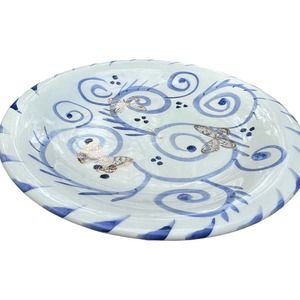 White with Blue Swirls Trinket/Jewelry /Soap Dish